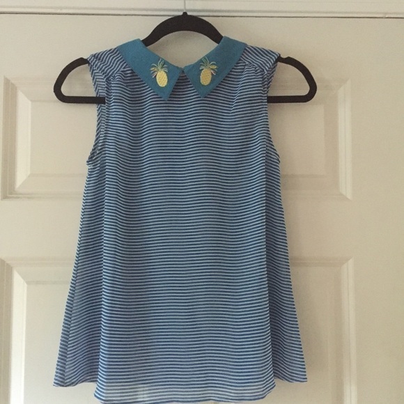 ModCloth Striped Pineapple Embroidered Stripe Top - Picture 8 of 8